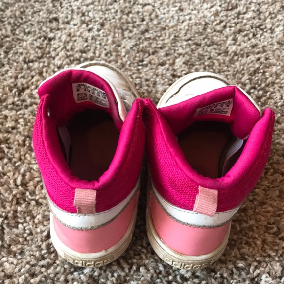 Adidas Pink White Toddler Velcro High Top Sneakers - Picture 3 of 6